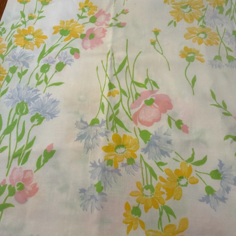 Vintage Cannon Monticello 50/50 cotton poly green Floral Standard Pillowcase